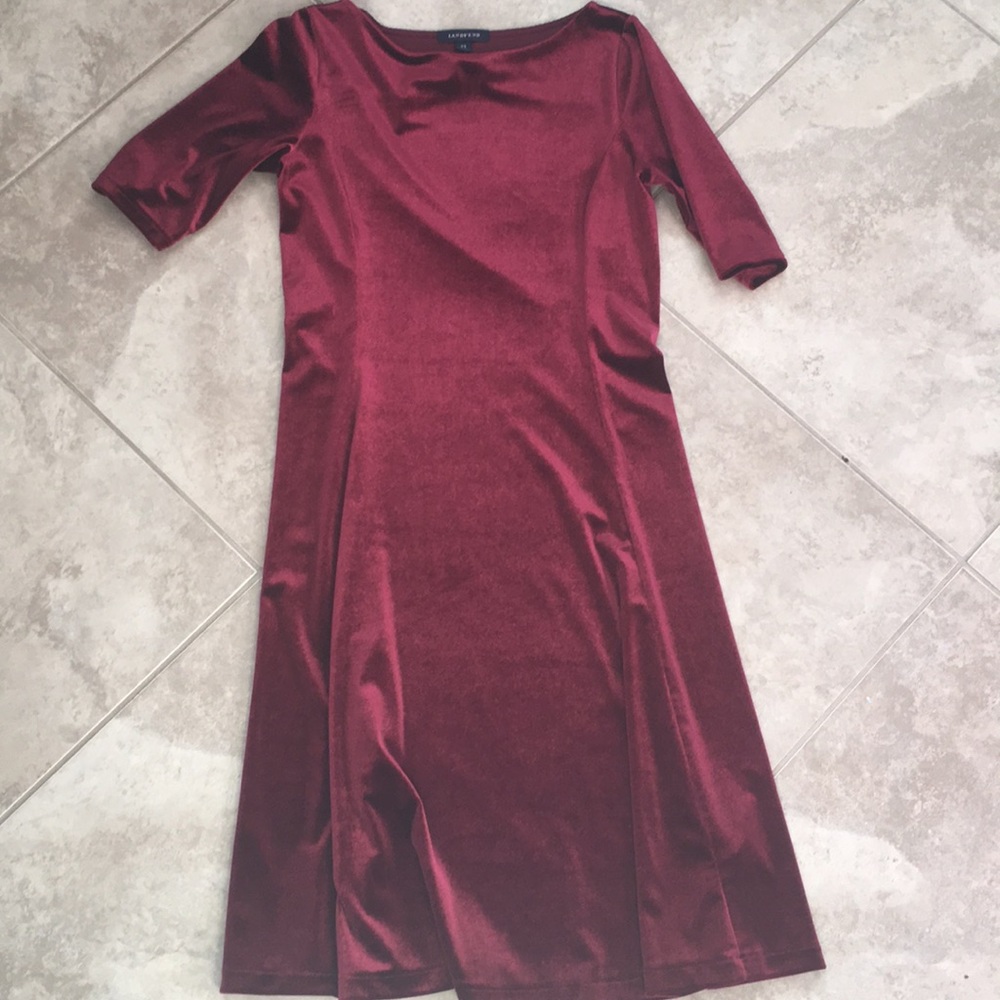 Lands end burgundy velvet dress a-line size 2-4